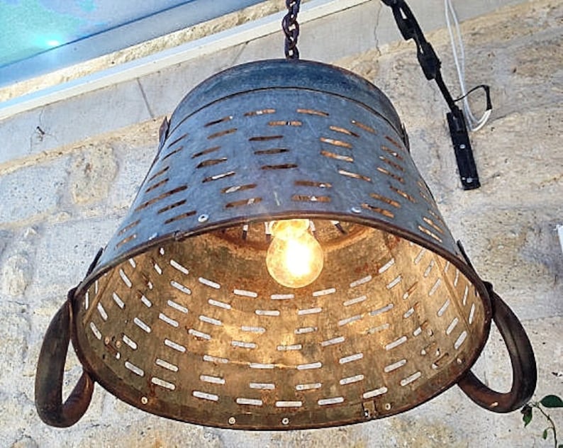 Metal Lighting, Basket Pendant Lighting,Rustic Lighting,Light Fixture,Metal Industrial Lighting image 2