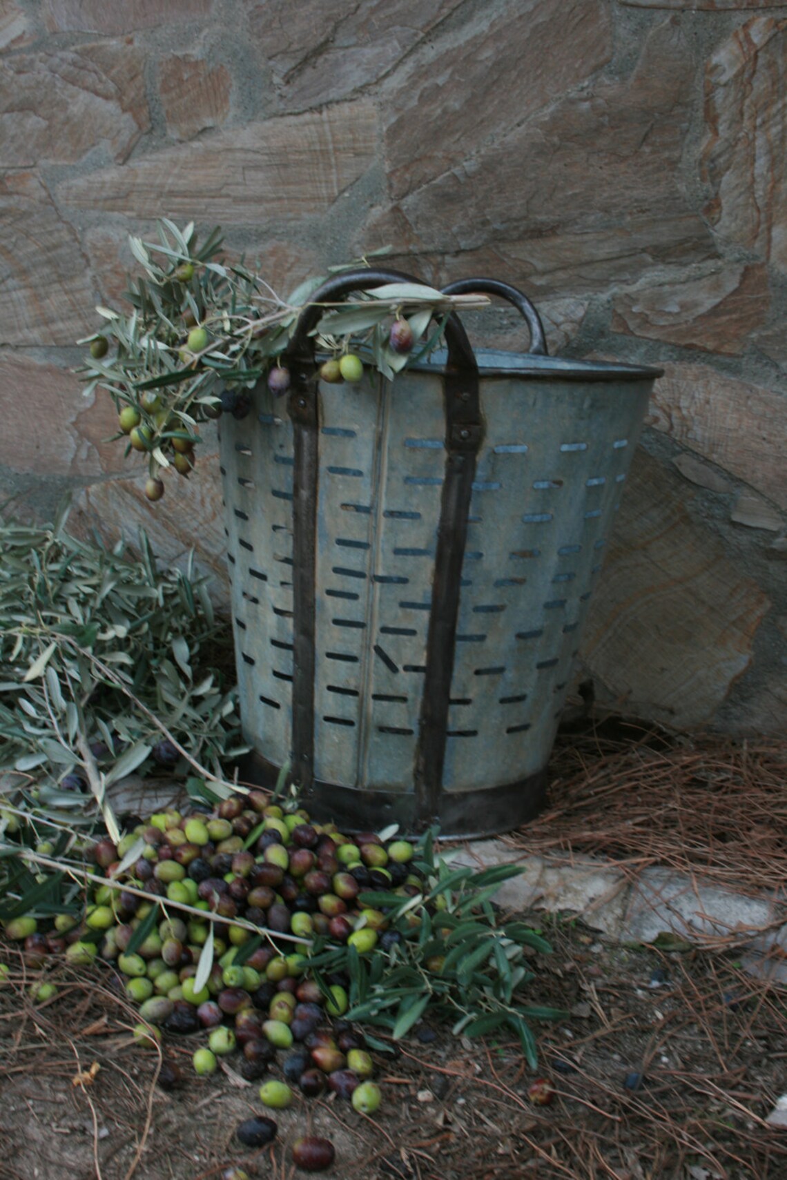 Rustic Metal Olive Bucket Metal Baskets From Etsy