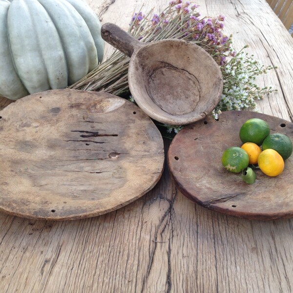 3 Rustic Wood Dough bowl scales