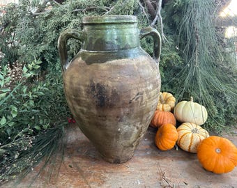 Antique Anatolian Ceramic Pot, Primitive Pottery, Vintage Jar