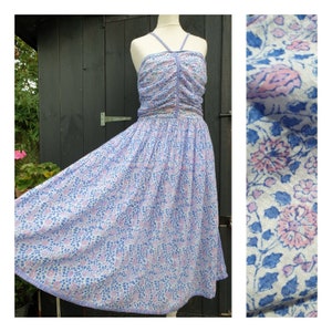 ADINI vintage 1970s Indian cotton gauze dress ~ hand block print ~ ultra soft light  ~ 60s 80s vibes ~ boho hippy ethnic tank dress xs s