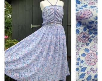 ADINI vintage 1970s Indian cotton gauze dress ~ hand block print ~ ultra soft light  ~ 60s 80s vibes ~ boho hippy ethnic tank dress xs s