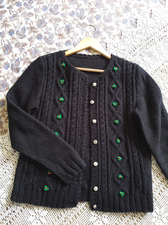 1970s hand made embroidered  Austrian wool cardig… - image 4