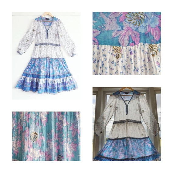 Super pretty Mayur Indian cotton gauze dress ~ aqu