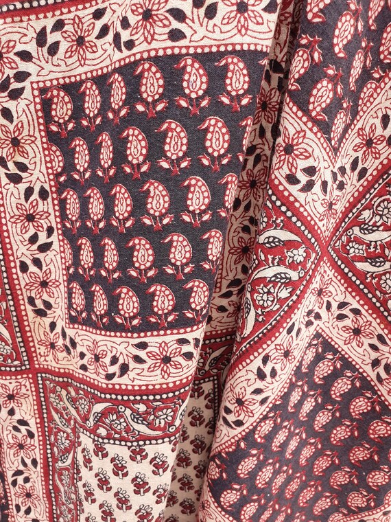 1970s Indian cotton hand blocked maxi wrap skirt … - image 3