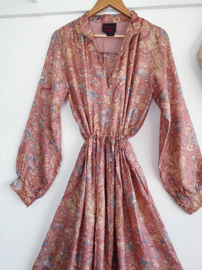 Vintage floral Ritu Kumar Roshafi Indian silk dress | Etsy