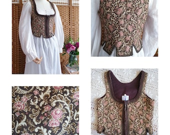 Vintage cotton DIRNDL vest waistcoat corset bustier  ~ Gypsy Boho Hippie Medieval Vest German European Bavarian Folk Trachten Costume s m