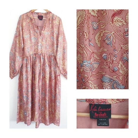 Vintage floral Ritu Kumar Roshafi Indian silk dre