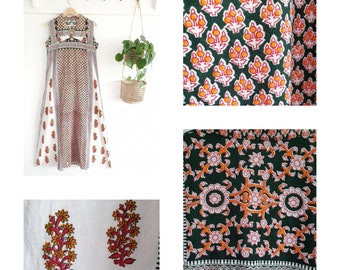 Vintage Indian Cotton Dress ~ Festival dress ~ Folk boho hippy Maxi Dress dress S  Uk 8 10  12  US 4  6  8 70s 60s Indian batik