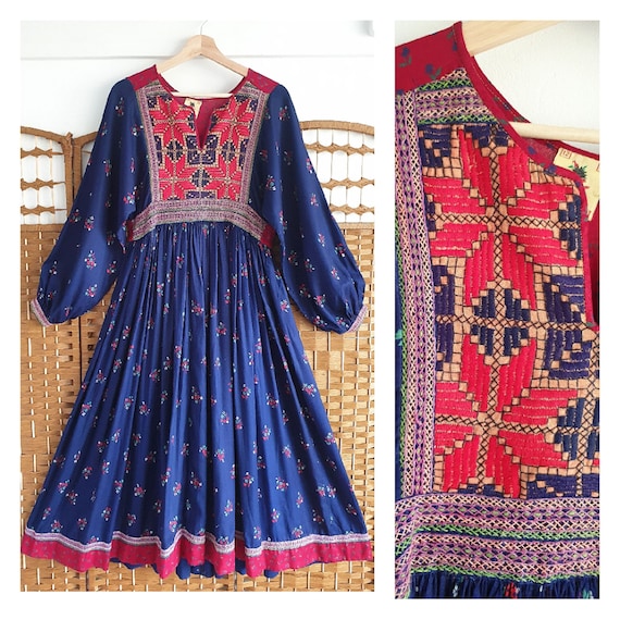 CLASSIC 1970s Afghan Folk Dress Monsoon Janet Wood Boho Hippy Dress S Uk 8 10 US 4 6 Gypsy Ethnic Bohemian Afghani Embroidered Midi Etsy