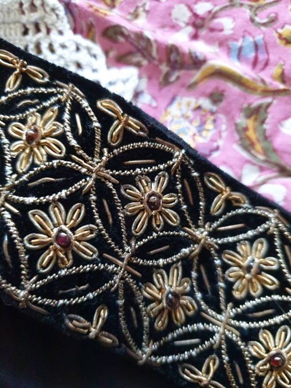 Vintage 1960s zardozi embroidered belt ~ Indian v… - image 7