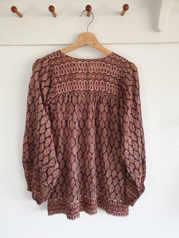 60s/70s India Imports of Rhode Island Block Print Maxi Dress
