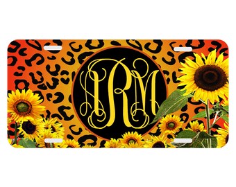 Sunflower Cheetah Spots Personalized License Plate: Monogrammed Car Tag