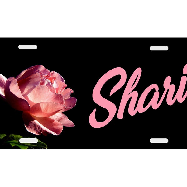 Coral Floral Monogram License Plate Frame - Gray - Personalized Car Tag New-669948