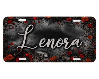 Roses Metal Print Personalized License Plate - Monogrammed Car Tag