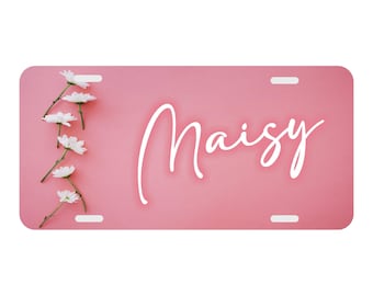 Daisy Pink Personalized Custom Car Tag Monogrammed