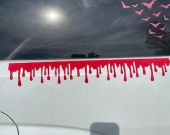 Dripping Blood Vinyl Decal, Halloween Horror Car/Laptop Decor (11" x 2.7")