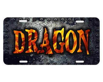 Custom License Plate "Dragon" Metal Print Background Auto Car Tag Front Novelty Custom