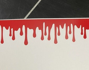 Dripping Blood Vinyl Decal - Halloween Horror Decoration (22" x 2.7")
