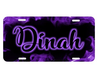 Flames Purple Car Tag Front Novelty Plate Custom Personalized Auto Accessory
