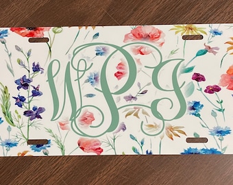 Spring Floral License Plate Monogram Personalized Auto Car Tag