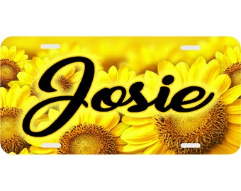 Sunflower Yellow Personalized License Plate: Monogrammed Car Tag