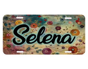 Watercolor Coral Aqua Teal Whimsical Background License Plate Personalized Monogrammed Auto Car Tag