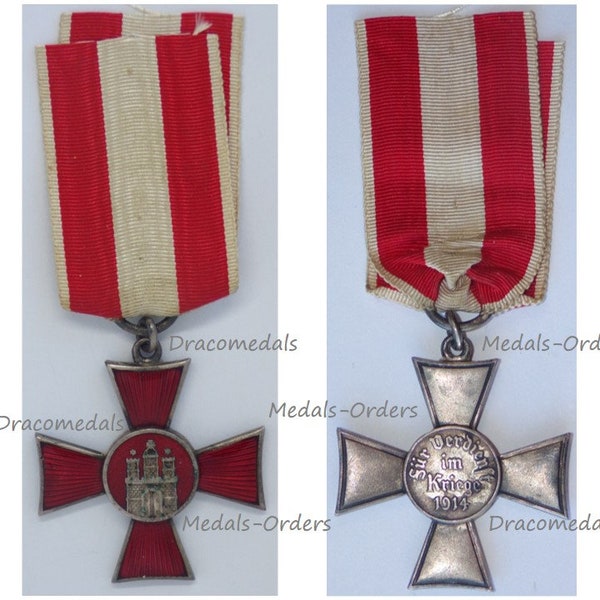 Duitsland WW1 Hanzekruis Hamburg Militaire Medaille Grote Oorlog 1914 1918 WWI Decoratie Verdienste Duitse Onderscheiding