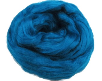 1 oz (28g) Mulberry Silk roving AA,  color: Cobalt