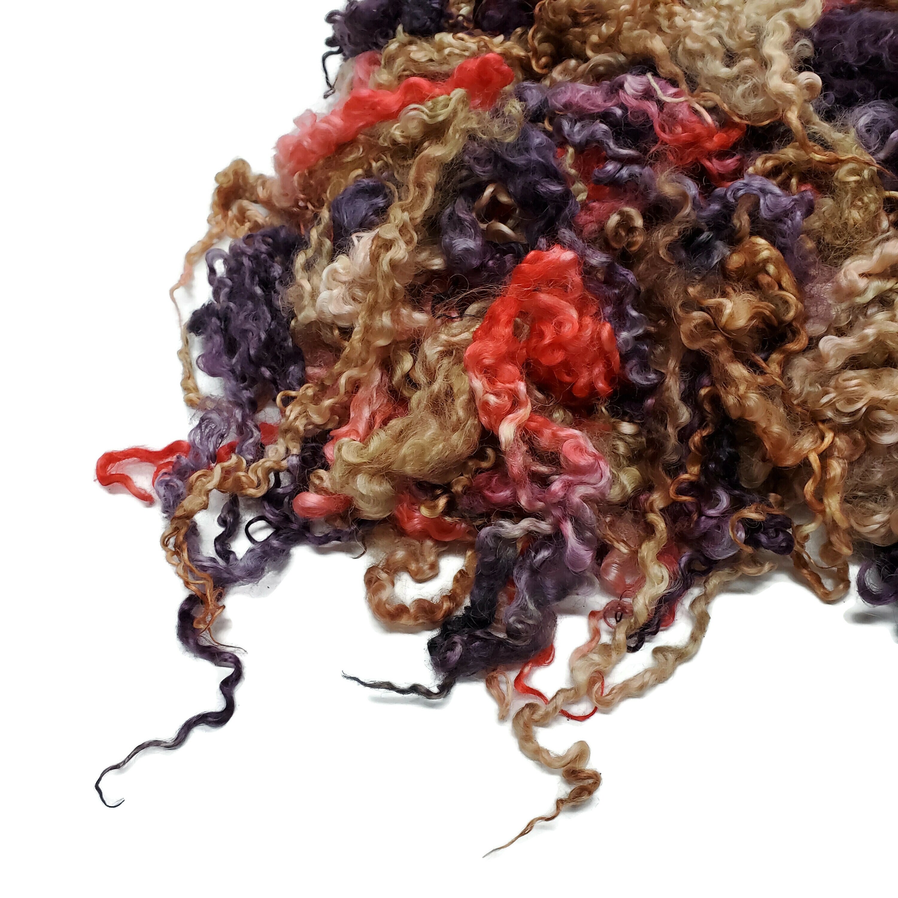 1oz Premium Hand dyed Teaswater lamb wool locks,  12" long , Extreme locks for tailspinning and felting (TT-1B)