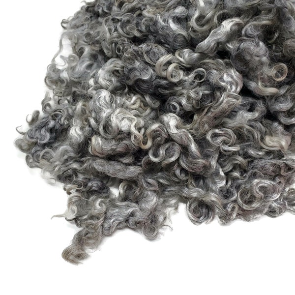 1oz,  Prime Gotland wool locks, color: Undyed Silver Gray  , LS-6