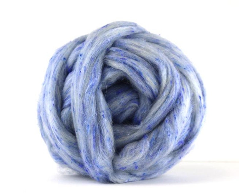 blend Tea Cup Blue Tweed Wool Roving