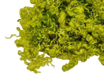 Lincoln Lamb Wool Locks, Lime Green, Tailspinning, Doll Hair, Felting Supplies, ADF-15