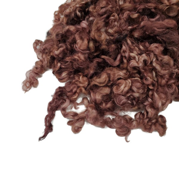 1oz, Wensleydale wool locks,  color: Auburn Brown , MH-11