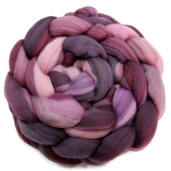 Superfine merino wool roving 19 microns  4 oz,Tempera Collection ( Irises)