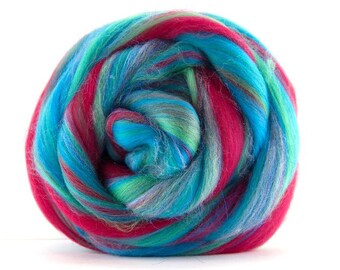 New! Blended Glitter Superfine merino wool roving 4 oz, Fairy tale collection , color: Under the Sea