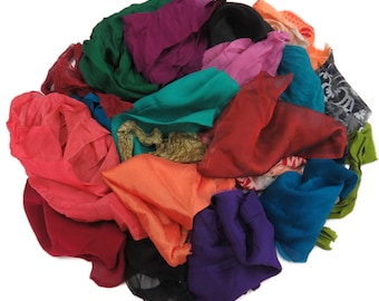 Silk chiffon fabric Scraps Remnants Kits ,color: Multi  Color