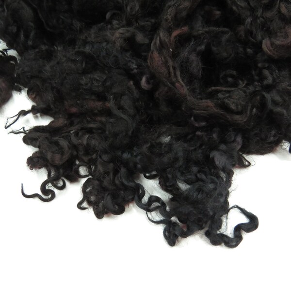 1 oz  Leicester wool locks , hand-dyed  color: Black tones of Brown , ADF-57