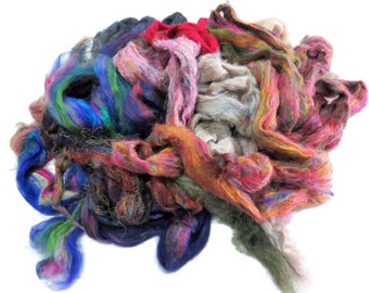 Pulled Mulberry and Tussah Mix butter Silk Roving Palette Kit, 1oz (28g)