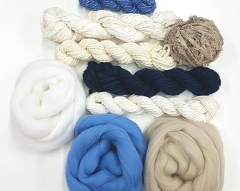 Huge Weaving Yarn and Sari silk Ribbon variety pack Kit  (Land to Sea)