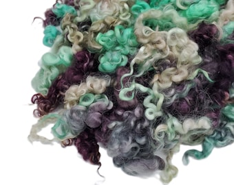 1 oz  Premium Cotswold wool locks , color: Purple / Mint , ADF-20