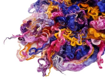 1oz,  Prime  Lincoln lamb wool lock , 5 inch,  hand-dyed  ADF-10