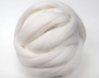SALE! 21.5mic Merino Wool Roving , Color: Snow White (Pure White)