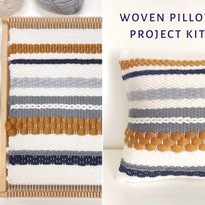 Pillow weaving kit intermediate / Woven pillow kit / Large weaving loom with yarn and accessories / DIY kit / Textured cushion image 2