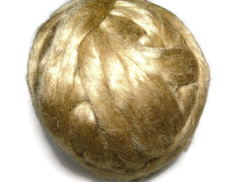 Royal Natural Golden Muga Silk Roving, 1 oz 28g Gold image 1