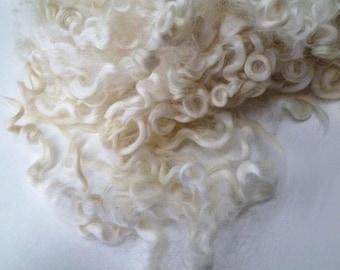 1oz, Wensleydale Yearling wool locks ,undyed colour White  ADF-01