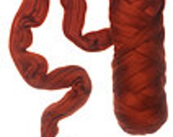 Merino wool Roving 19 microns ,colour:rust