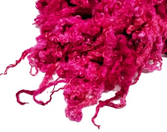 1oz , Prime 1st clip Teeswater wool locks, 7"- 8"  long , Premium locks for tailspinning and felting,  Color: Hot Pink , ADF-30