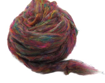 Pulled Tussah Silk Roving, color: Multi Mix (PS-18)