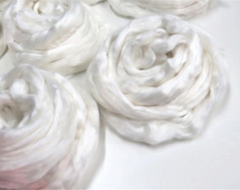 New! White Eri Silk Roving, for paper making, felting and spinning.